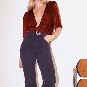 Rust Satin Plunge Top